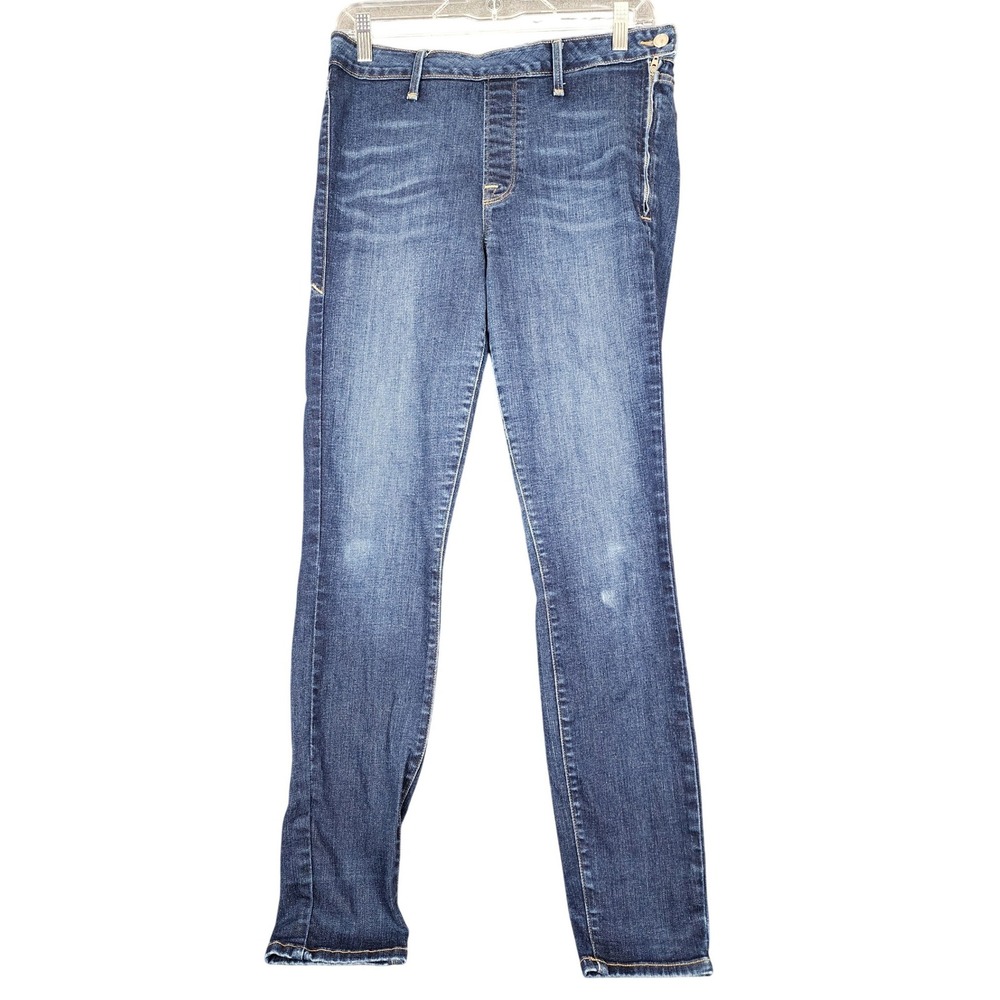 Good American GASZ148 Side Zip Skinny Jeans Blue Indigo Size 10/30